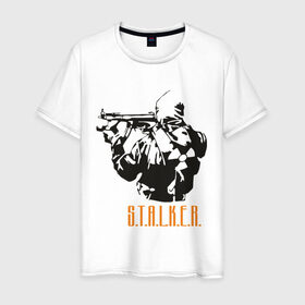 Мужская футболка хлопок с принтом Stalker 2 в Тюмени, 100% хлопок | прямой крой, круглый вырез горловины, длина до линии бедер, слегка спущенное плечо. | 