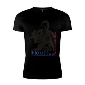 Мужская футболка премиум с принтом House m.d. Genious в Тюмени, 92% хлопок, 8% лайкра | приталенный силуэт, круглый вырез ворота, длина до линии бедра, короткий рукав | Тематика изображения на принте: house | house md | доктор хауз | доктор хаус | хаус | хью лори