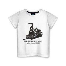 Детская футболка хлопок с принтом Old Train в Тюмени, 100% хлопок | круглый вырез горловины, полуприлегающий силуэт, длина до линии бедер | Тематика изображения на принте: old train | авто | автомобиль | машины | поезд | старый поезд | тачки | тюнинг
