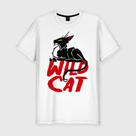 Мужская футболка премиум с принтом Wild Cat (2) в Тюмени, 92% хлопок, 8% лайкра | приталенный силуэт, круглый вырез ворота, длина до линии бедра, короткий рукав | Тематика изображения на принте: wild cat | дикая кошка | киса | кошечка | кошка | кошки