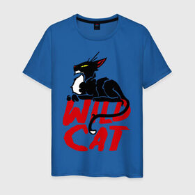 Мужская футболка хлопок с принтом Wild Cat (2) в Тюмени, 100% хлопок | прямой крой, круглый вырез горловины, длина до линии бедер, слегка спущенное плечо. | wild cat | дикая кошка | киса | кошечка | кошка | кошки