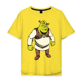 Мужская футболка хлопок Oversize с принтом Shrek (3) в Тюмени, 100% хлопок | свободный крой, круглый ворот, “спинка” длиннее передней части | shrek | шрек