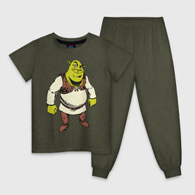 Детская пижама хлопок с принтом Shrek (3) в Тюмени, 100% хлопок |  брюки и футболка прямого кроя, без карманов, на брюках мягкая резинка на поясе и по низу штанин
 | Тематика изображения на принте: shrek | шрек
