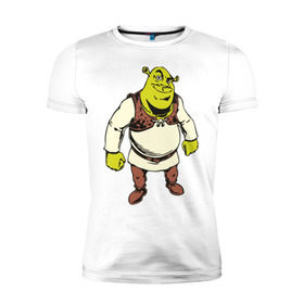 Мужская футболка премиум с принтом Shrek (3) в Тюмени, 92% хлопок, 8% лайкра | приталенный силуэт, круглый вырез ворота, длина до линии бедра, короткий рукав | shrek | шрек