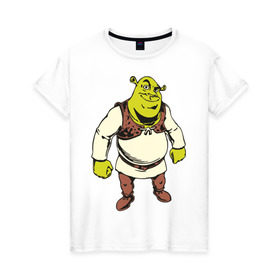 Женская футболка хлопок с принтом Shrek (3) в Тюмени, 100% хлопок | прямой крой, круглый вырез горловины, длина до линии бедер, слегка спущенное плечо | shrek | шрек