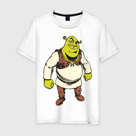 Мужская футболка хлопок с принтом Shrek (3) в Тюмени, 100% хлопок | прямой крой, круглый вырез горловины, длина до линии бедер, слегка спущенное плечо. | Тематика изображения на принте: shrek | шрек