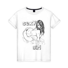 Женская футболка хлопок с принтом Sexy girl (3) в Тюмени, 100% хлопок | прямой крой, круглый вырез горловины, длина до линии бедер, слегка спущенное плечо | 