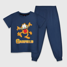 Детская пижама хлопок с принтом Garfield в Тюмени, 100% хлопок |  брюки и футболка прямого кроя, без карманов, на брюках мягкая резинка на поясе и по низу штанин
 | garfield | гарфилд