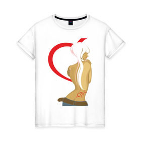 Женская футболка хлопок с принтом Девушка и сердце в Тюмени, 100% хлопок | прямой крой, круглый вырез горловины, длина до линии бедер, слегка спущенное плечо | 