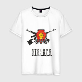Мужская футболка хлопок с принтом Долг STALKER в Тюмени, 100% хлопок | прямой крой, круглый вырез горловины, длина до линии бедер, слегка спущенное плечо. | stalker | долг stalkershooter | постапокалиптические | припять | радиация | сталкер | чернобыль | шутер