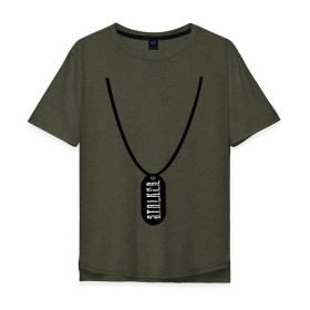 Мужская футболка хлопок Oversize с принтом Stalker (2) в Тюмени, 100% хлопок | свободный крой, круглый ворот, “спинка” длиннее передней части | stalker | stalkershooter | постапокалиптические | припять | радиация | сталкер | чернобыль | шутер