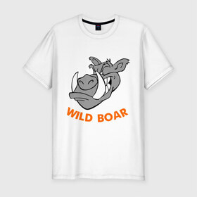 Мужская футболка премиум с принтом Дикий кабан в Тюмени, 92% хлопок, 8% лайкра | приталенный силуэт, круглый вырез ворота, длина до линии бедра, короткий рукав | wild boar | дикий кабан | животное | кабан | клыки