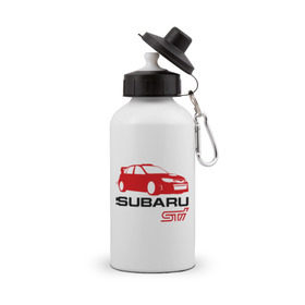 Бутылка спортивная с принтом Subaru sti (2) в Тюмени, металл | емкость — 500 мл, в комплекте две пластиковые крышки и карабин для крепления | subaru impreza | subaru impreza wrx sti | subaru sti | wrx sti | авто2012 | импреза | субару | субару импреза