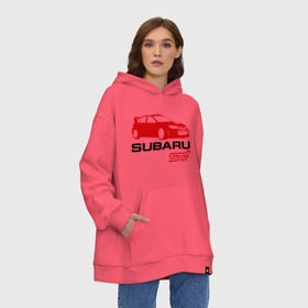 Худи SuperOversize хлопок с принтом Subaru sti (2) в Тюмени, 70% хлопок, 30% полиэстер, мягкий начес внутри | карман-кенгуру, эластичная резинка на манжетах и по нижней кромке, двухслойный капюшон
 | subaru impreza | subaru impreza wrx sti | subaru sti | wrx sti | авто2012 | импреза | субару | субару импреза