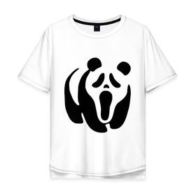 Мужская футболка хлопок Oversize с принтом Scream Panda в Тюмени, 100% хлопок | свободный крой, круглый ворот, “спинка” длиннее передней части | Тематика изображения на принте: панда
