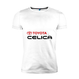Мужская футболка премиум с принтом Toyota Celica в Тюмени, 92% хлопок, 8% лайкра | приталенный силуэт, круглый вырез ворота, длина до линии бедра, короткий рукав | celica | toyota | toyota celica | тойота | тойота целика | целика