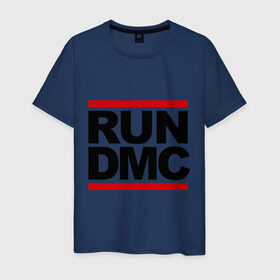 Мужская футболка хлопок с принтом Run DMC в Тюмени, 100% хлопок | прямой крой, круглый вырез горловины, длина до линии бедер, слегка спущенное плечо. | dmc | gangsta | gansta | hip hop | hop | rap | run | рэп | рэпчина | хип | хип хоп | хипхоп | хоп
