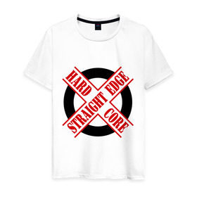 Мужская футболка хлопок с принтом Straight edge (sXe) (1) в Тюмени, 100% хлопок | прямой крой, круглый вырез горловины, длина до линии бедер, слегка спущенное плечо. | 