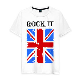 Мужская футболка хлопок с принтом Rock it в Тюмени, 100% хлопок | прямой крой, круглый вырез горловины, длина до линии бедер, слегка спущенное плечо. | asds | britain | english | heavy metal | metal | rock | trash metal | англия | британия | британский флаг | метал | металл | рок | трэш метал | хеви метал