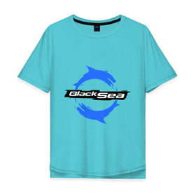 Мужская футболка хлопок Oversize с принтом Черное море - Black Sea в Тюмени, 100% хлопок | свободный крой, круглый ворот, “спинка” длиннее передней части | black sea | дельфины | черное море