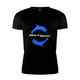 Мужская футболка премиум с принтом Черное море - Black Sea в Тюмени, 92% хлопок, 8% лайкра | приталенный силуэт, круглый вырез ворота, длина до линии бедра, короткий рукав | black sea | дельфины | черное море