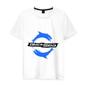 Мужская футболка хлопок с принтом Черное море - Black Sea в Тюмени, 100% хлопок | прямой крой, круглый вырез горловины, длина до линии бедер, слегка спущенное плечо. | black sea | дельфины | черное море
