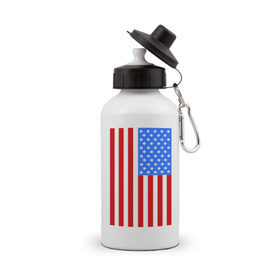 Бутылка спортивная с принтом Американский флаг в Тюмени, металл | емкость — 500 мл, в комплекте две пластиковые крышки и карабин для крепления | america | usa | америка | соединенные штаты | сша | флаг | штаты