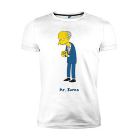 Мужская футболка премиум с принтом Mr. Burns (The Simpsons) в Тюмени, 92% хлопок, 8% лайкра | приталенный силуэт, круглый вырез ворота, длина до линии бедра, короткий рукав | burns | simpsons | симпсоны | симсоны