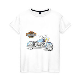 Женская футболка хлопок с принтом Harley (2) в Тюмени, 100% хлопок | прямой крой, круглый вырез горловины, длина до линии бедер, слегка спущенное плечо | байк | дэвидсон | харлей | харли