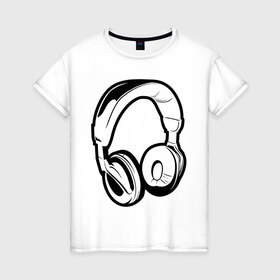 Женская футболка хлопок с принтом Наушники (3) в Тюмени, 100% хлопок | прямой крой, круглый вырез горловины, длина до линии бедер, слегка спущенное плечо | deejay | dj | tiesto | диджей | наушники