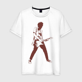 Мужская футболка хлопок с принтом Гитарист в Тюмени, 100% хлопок | прямой крой, круглый вырез горловины, длина до линии бедер, слегка спущенное плечо. | гитара
