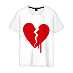 Мужская футболка хлопок с принтом Разбитое сердце (2) в Тюмени, 100% хлопок | прямой крой, круглый вырез горловины, длина до линии бедер, слегка спущенное плечо. | любовь | отношения | разбитое | расставание | сердце | чувства
