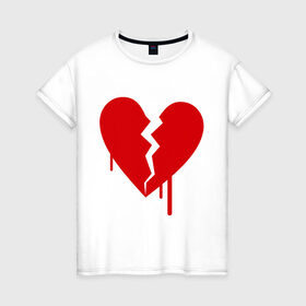 Женская футболка хлопок с принтом Разбитое сердце (2) в Тюмени, 100% хлопок | прямой крой, круглый вырез горловины, длина до линии бедер, слегка спущенное плечо | любовь | отношения | разбитое | расставание | сердце | чувства