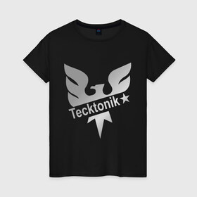 Женская футболка хлопок с принтом Tecktonik Silver в Тюмени, 100% хлопок | прямой крой, круглый вырез горловины, длина до линии бедер, слегка спущенное плечо | dance | tecktonick | tecktonik | tektonic | tektonik | клуб | танцевать | тектоник | тиктоник