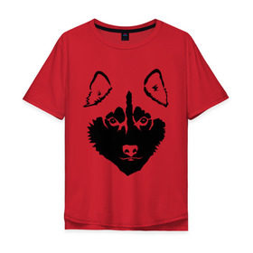 Мужская футболка хлопок Oversize с принтом Siberian Husky в Тюмени, 100% хлопок | свободный крой, круглый ворот, “спинка” длиннее передней части | siberian husky | портрет | сибирский хаски | собака