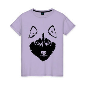 Женская футболка хлопок с принтом Siberian Husky в Тюмени, 100% хлопок | прямой крой, круглый вырез горловины, длина до линии бедер, слегка спущенное плечо | siberian husky | портрет | сибирский хаски | собака