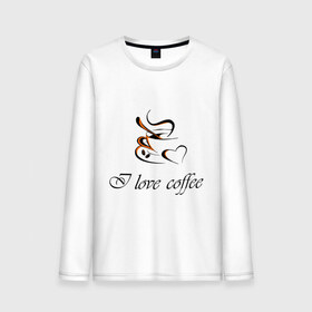 Мужской лонгслив хлопок с принтом I love coffee в Тюмени, 100% хлопок |  | coffee | капучино | кофе | люблю кофе | чашка | эспрессо