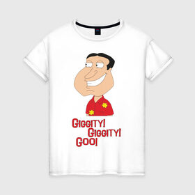 Женская футболка хлопок с принтом Quagmire. Giggity Giggity Goo! в Тюмени, 100% хлопок | прямой крой, круглый вырез горловины, длина до линии бедер, слегка спущенное плечо | quagmire | гриффиныgiggity
