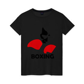 Женская футболка хлопок с принтом Russia boxing в Тюмени, 100% хлопок | прямой крой, круглый вырез горловины, длина до линии бедер, слегка спущенное плечо | кикбоксинг
