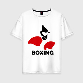 Женская футболка хлопок Oversize с принтом Russia boxing в Тюмени, 100% хлопок | свободный крой, круглый ворот, спущенный рукав, длина до линии бедер
 | кикбоксинг