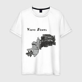 Мужская футболка хлопок с принтом Volvo Penta motor boat в Тюмени, 100% хлопок | прямой крой, круглый вырез горловины, длина до линии бедер, слегка спущенное плечо. | авто | автомобиль | машины | тачки
