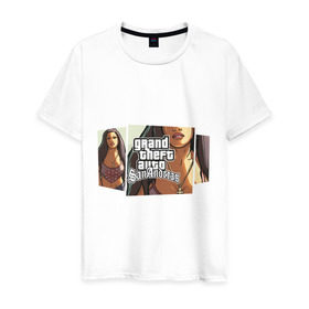 Мужская футболка хлопок с принтом Grand Theft Auto San Andreas (1) в Тюмени, 100% хлопок | прямой крой, круглый вырез горловины, длина до линии бедер, слегка спущенное плечо. | grand theft auto | gta | gta sa | san andreas | гта сан андреас