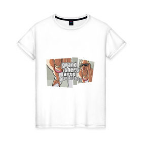 Женская футболка хлопок с принтом Grand Theft Auto San Andreas (2) в Тюмени, 100% хлопок | прямой крой, круглый вырез горловины, длина до линии бедер, слегка спущенное плечо | grand theft auto | gta | gta sa | san andreas | гта сан андреас