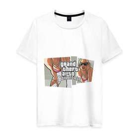 Мужская футболка хлопок с принтом Grand Theft Auto San Andreas (2) в Тюмени, 100% хлопок | прямой крой, круглый вырез горловины, длина до линии бедер, слегка спущенное плечо. | grand theft auto | gta | gta sa | san andreas | гта сан андреас