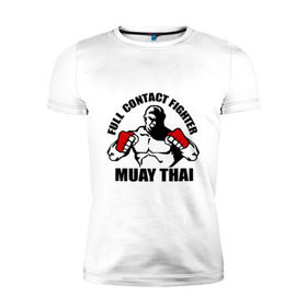 Мужская футболка премиум с принтом Муай тай (2) в Тюмени, 92% хлопок, 8% лайкра | приталенный силуэт, круглый вырез ворота, длина до линии бедра, короткий рукав | муай тай