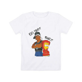 Детская футболка хлопок с принтом 50 cent and Bart в Тюмени, 100% хлопок | круглый вырез горловины, полуприлегающий силуэт, длина до линии бедер | Тематика изображения на принте: 50 cent | simpsons | барт | симпсоны | симсоны