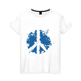 Женская футболка хлопок с принтом Peace мир в Тюмени, 100% хлопок | прямой крой, круглый вырез горловины, длина до линии бедер, слегка спущенное плечо | хиппи