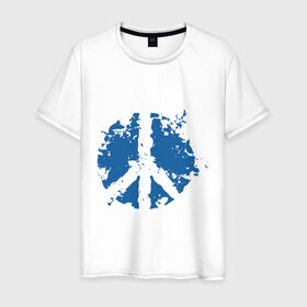 Мужская футболка хлопок с принтом Peace мир в Тюмени, 100% хлопок | прямой крой, круглый вырез горловины, длина до линии бедер, слегка спущенное плечо. | хиппи