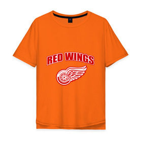 Мужская футболка хлопок Oversize с принтом Detroit Red Wings (2) в Тюмени, 100% хлопок | свободный крой, круглый ворот, “спинка” длиннее передней части | detroit red wings | nhl | лига | национальная хоккейная лига | нхл
