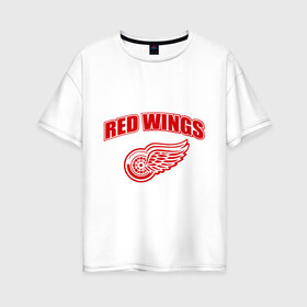 Женская футболка хлопок Oversize с принтом Detroit Red Wings (2) в Тюмени, 100% хлопок | свободный крой, круглый ворот, спущенный рукав, длина до линии бедер
 | detroit red wings | nhl | лига | национальная хоккейная лига | нхл